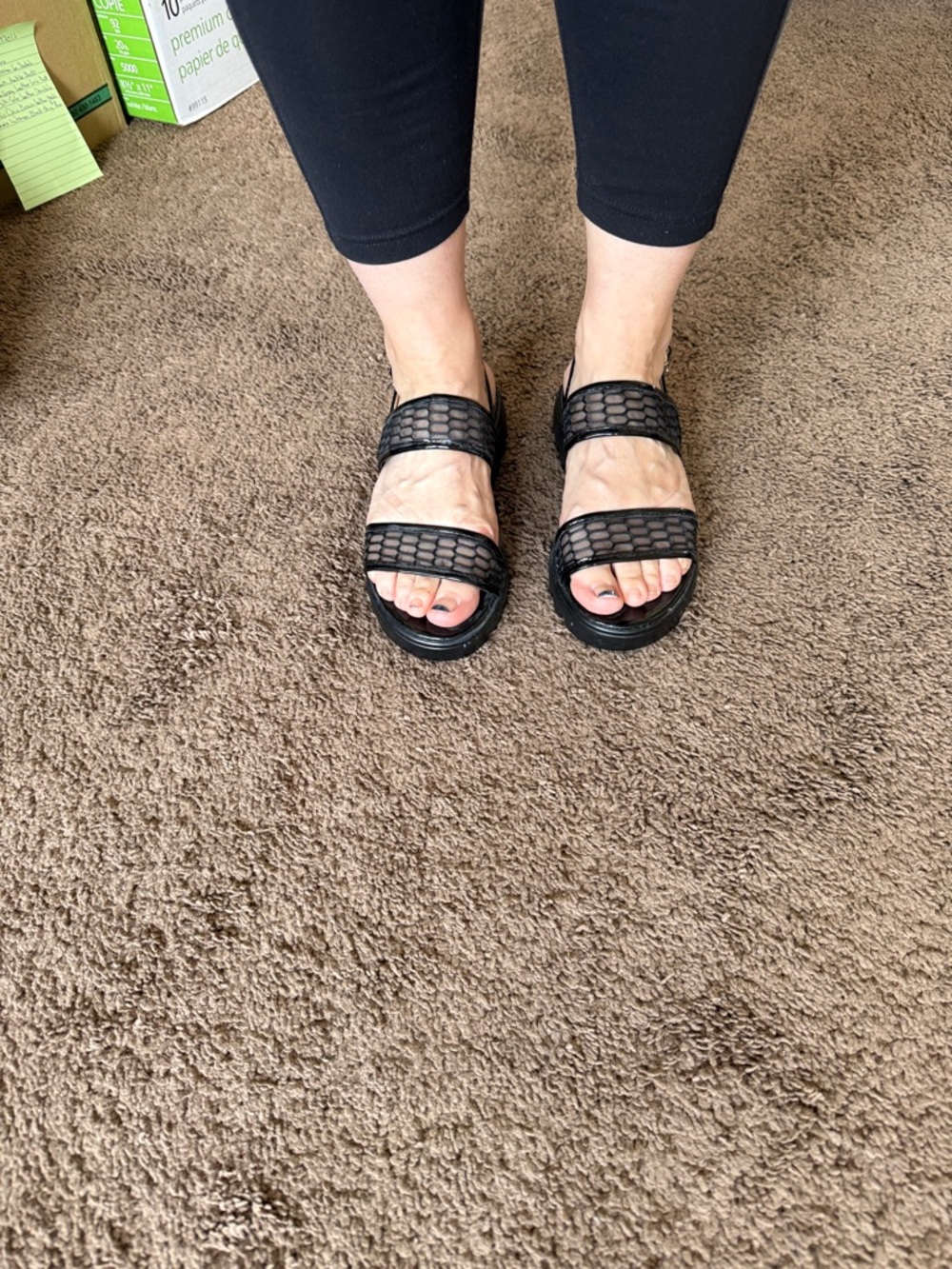 Black Women's Double-Strap Sandals - Classic Everyday Comfort